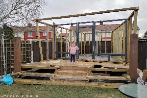 Building the frame with my little girl of shed - Cheeky monkeys , Nottinghamshire