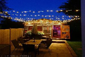 Outside Lit Up of shed - MEGS Bar, Greater Manchester