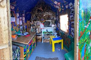 Inside view - Bat theme of shed - Goostrey's World of Wonder , Cheshire East
