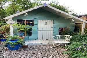 Front view summer of shed - Esme's Hang-out, Derbyshire