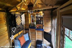 inside chill area/dart board of shed - The Craft Room, Lancashire