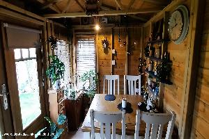 Dining area and craft table of shed - The Craft Room, Lancashire