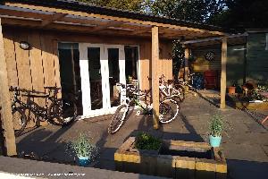 rear garden view of shed - Jays Cycles, West Sussex
