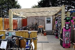 New canopy being added of shed - Jays Cycles, West Sussex