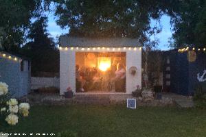 Evening entertaining of shed - The Beach Hut, Warwickshire