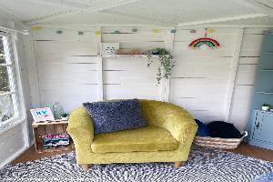 The reading corner of shed - The Book Nook, South Yorkshire