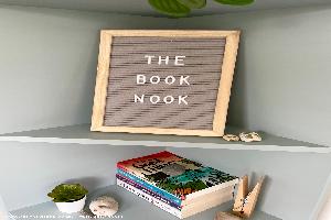 The pegboard sign of shed - The Book Nook, South Yorkshire