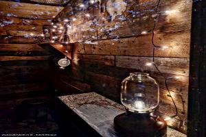 Inside at night of shed - The Bothy, Telford and Wrekin