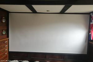 Projector screen of shed - The Ship of the Line, Devon