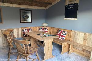 Seating area of shed - Inn The Dog House, Dorset