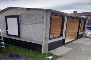 Painting started of shed - Dog & Pond, Merseyside