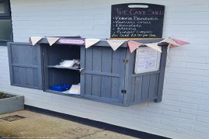Cake Shed stocked for the weekend. Including a cash Honesty Box and a PayPal QR code for customers of shed - The Cake Shed, Surrey
