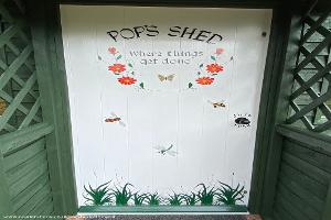 Door hand painted by me of shed - Pop's Shed, Leicestershire