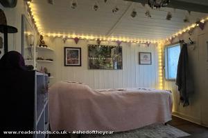 Inside with Lights of shed - The Dream Shed, North Lincolnshire