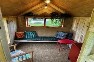 Interior from the doorway of shed - Calm Cabin, County Durham